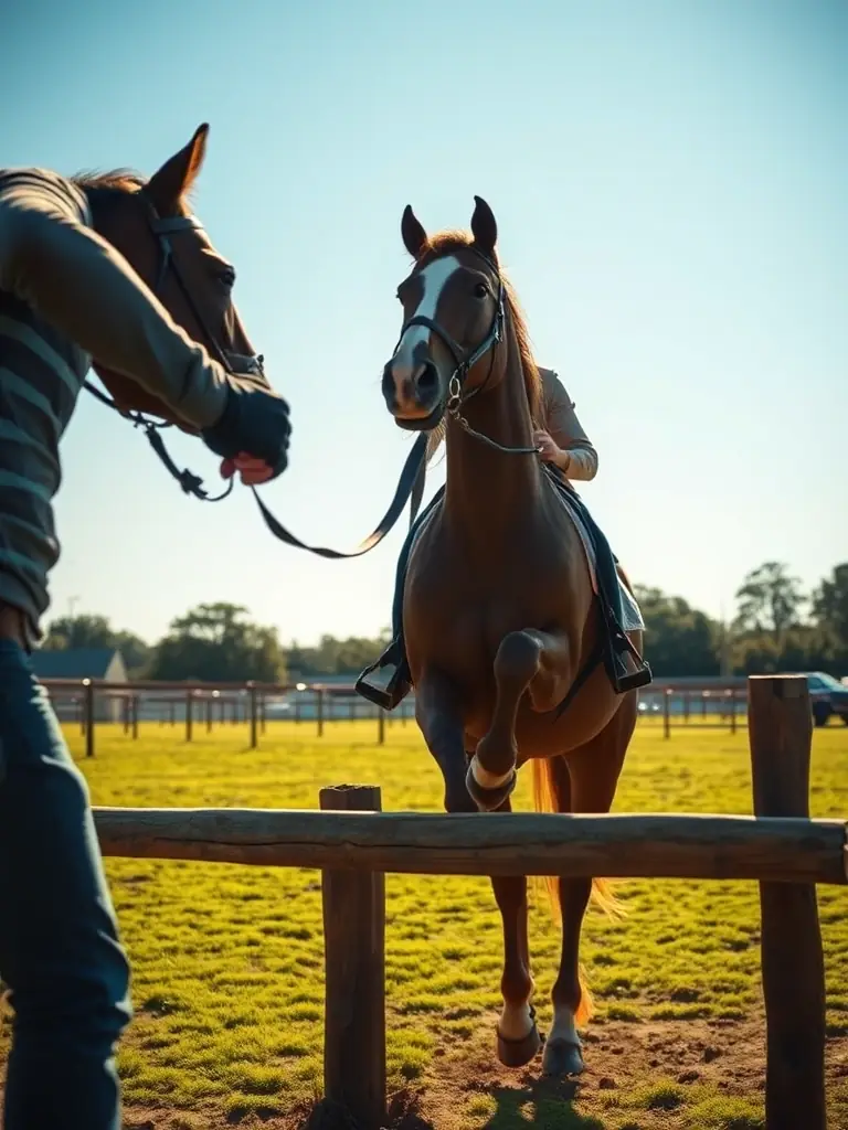 A rider confidently guiding their horse through an obstacle course during a western riding demonstration, highlighting skill and partnership.